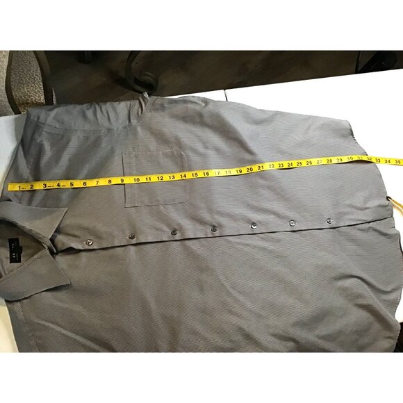 AXCESS- MENS STRIPED GREY 100% COTTON NON-IRON BUTTON-DOWN SHIRT SIZE NECK 17 - Picture 7 of 7